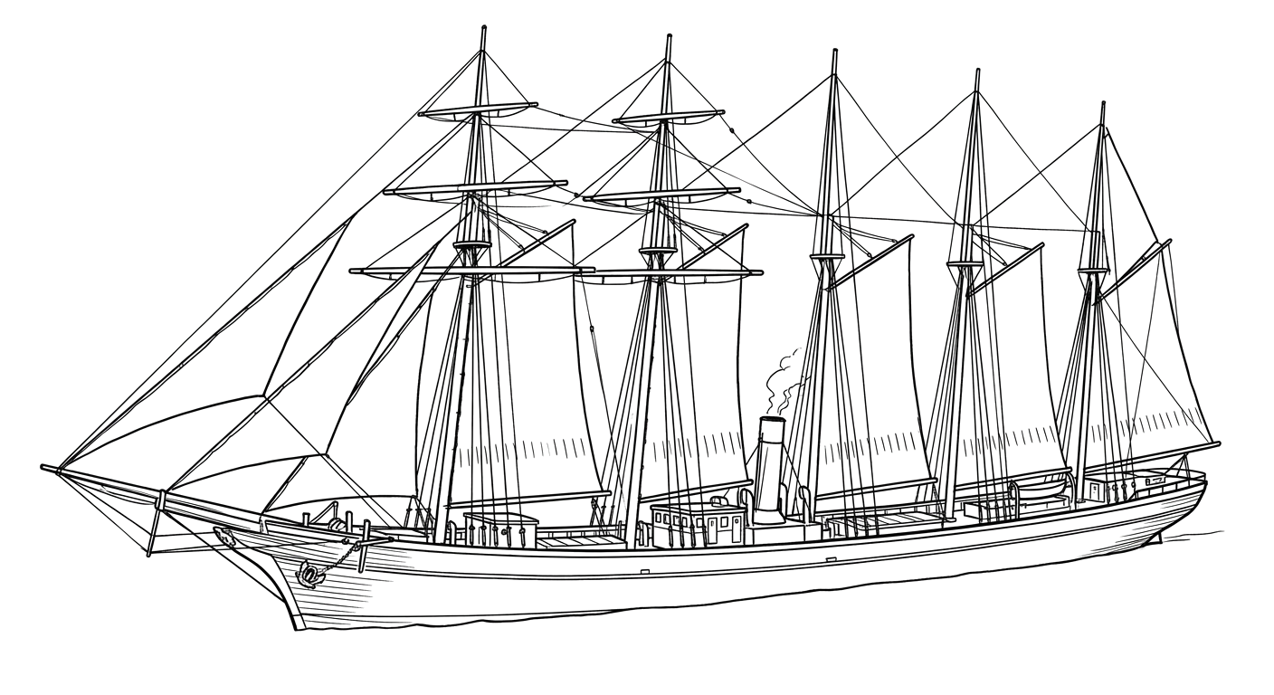 Engraved line drawing of the Malahat