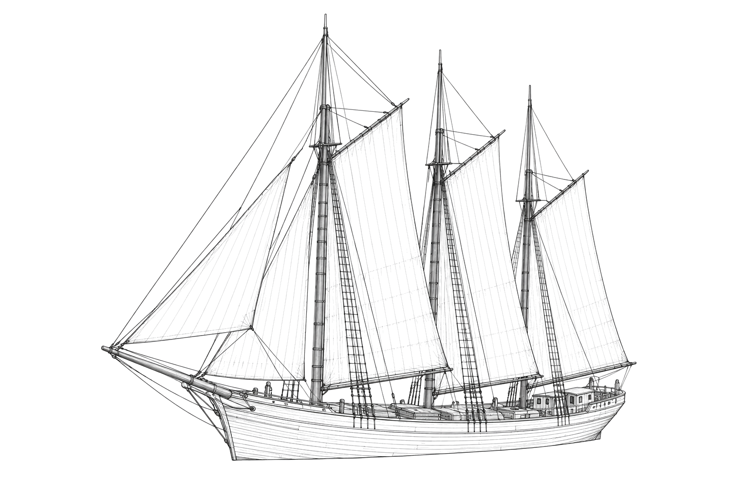Engraved line drawing of the J.A. Travis