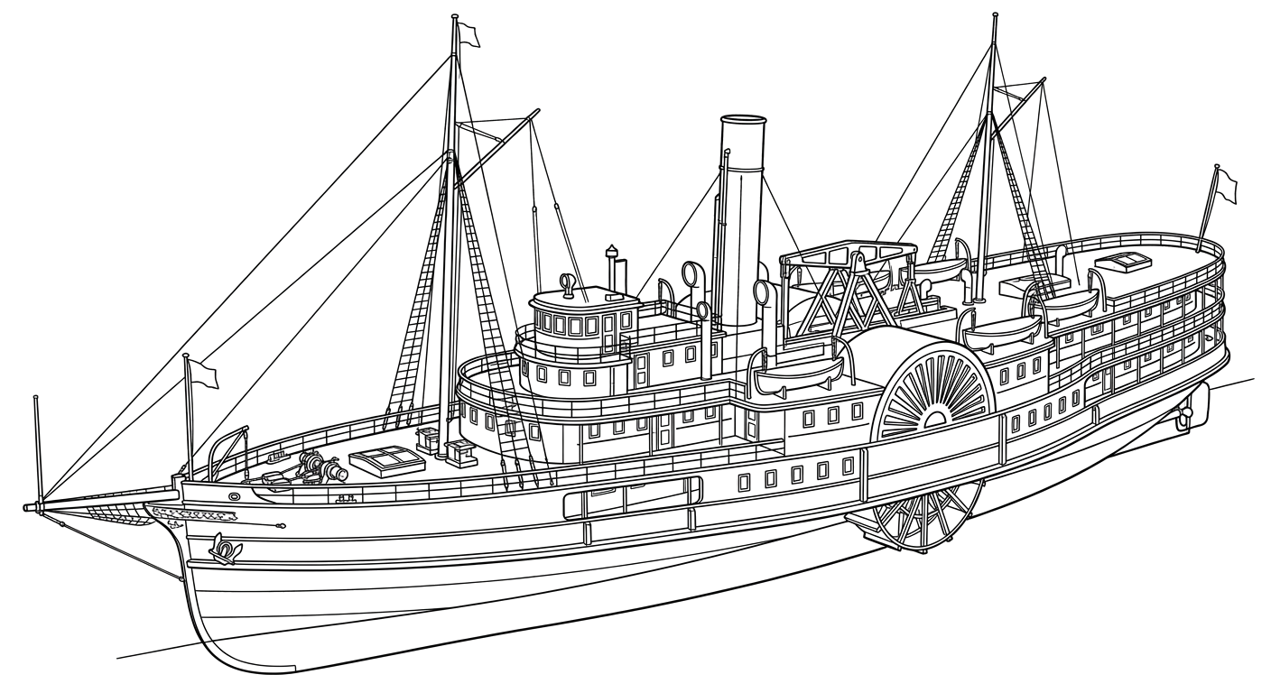 Engraved line drawing of the Sagamore