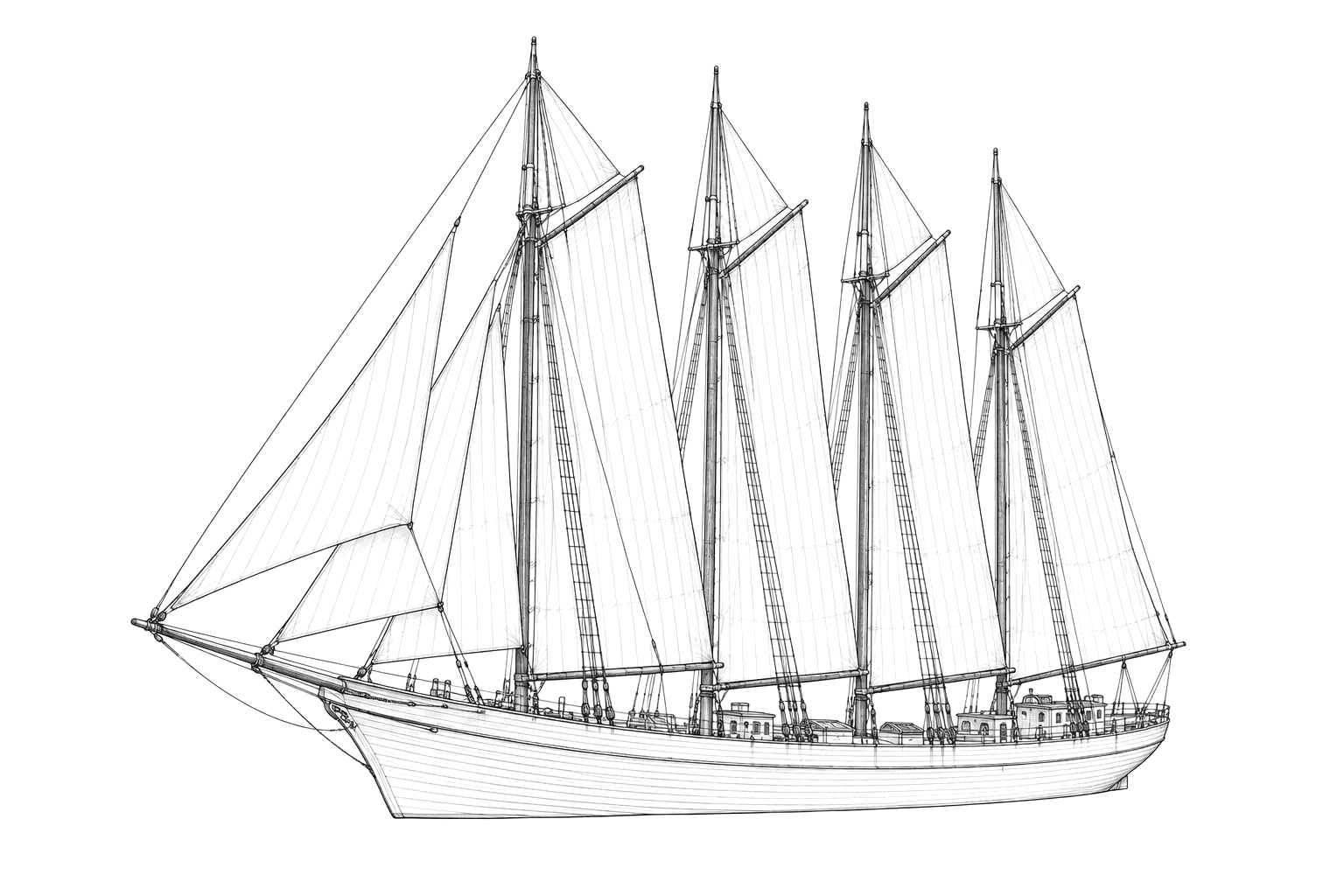Engraved line drawing of the Laura A. Barnes