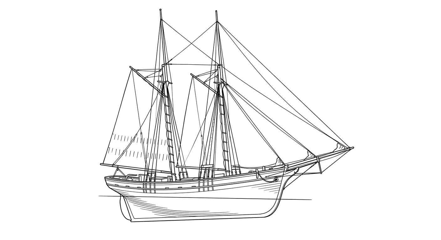 Engraved line drawing of the Waterwitch