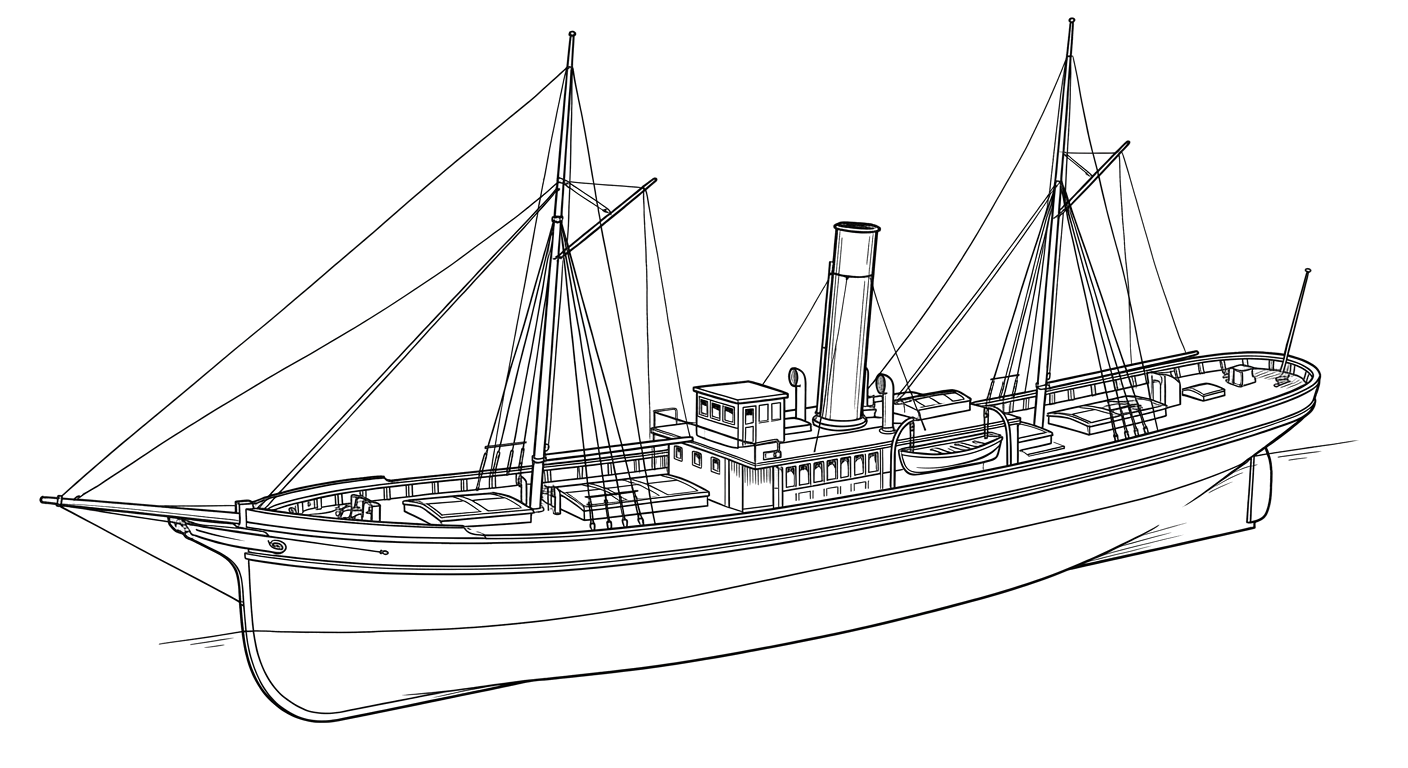 Engraved line drawing of the SS Muskegon