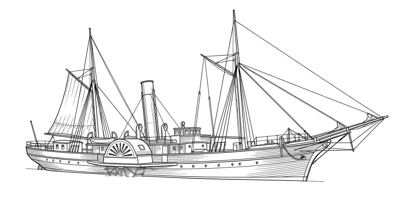 Engraved line drawing of the Presto