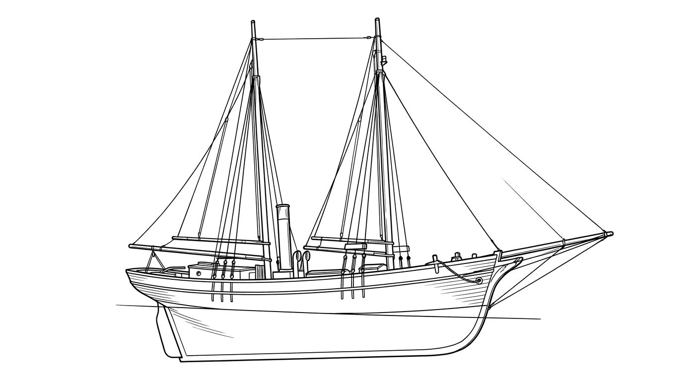 Engraved line drawing of the Red Wing
