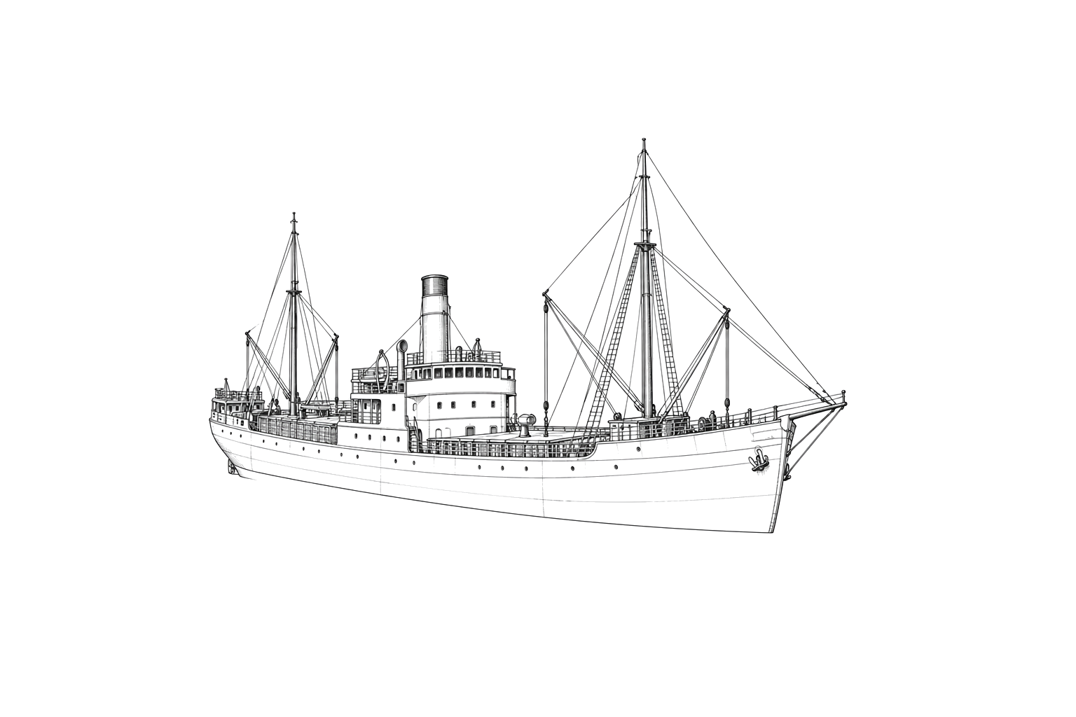 Engraved line drawing of the Carl Gerhard