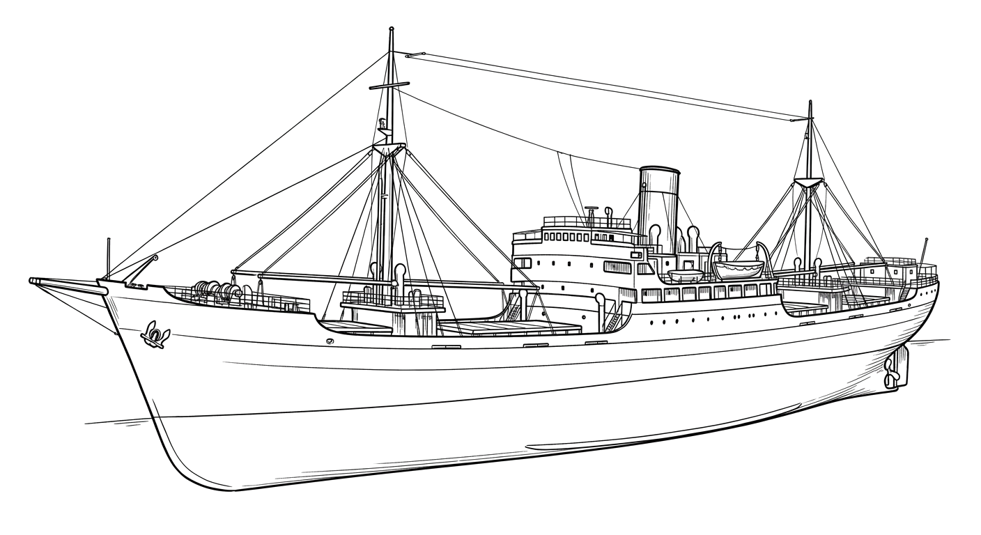 Engraved line drawing of the Antares