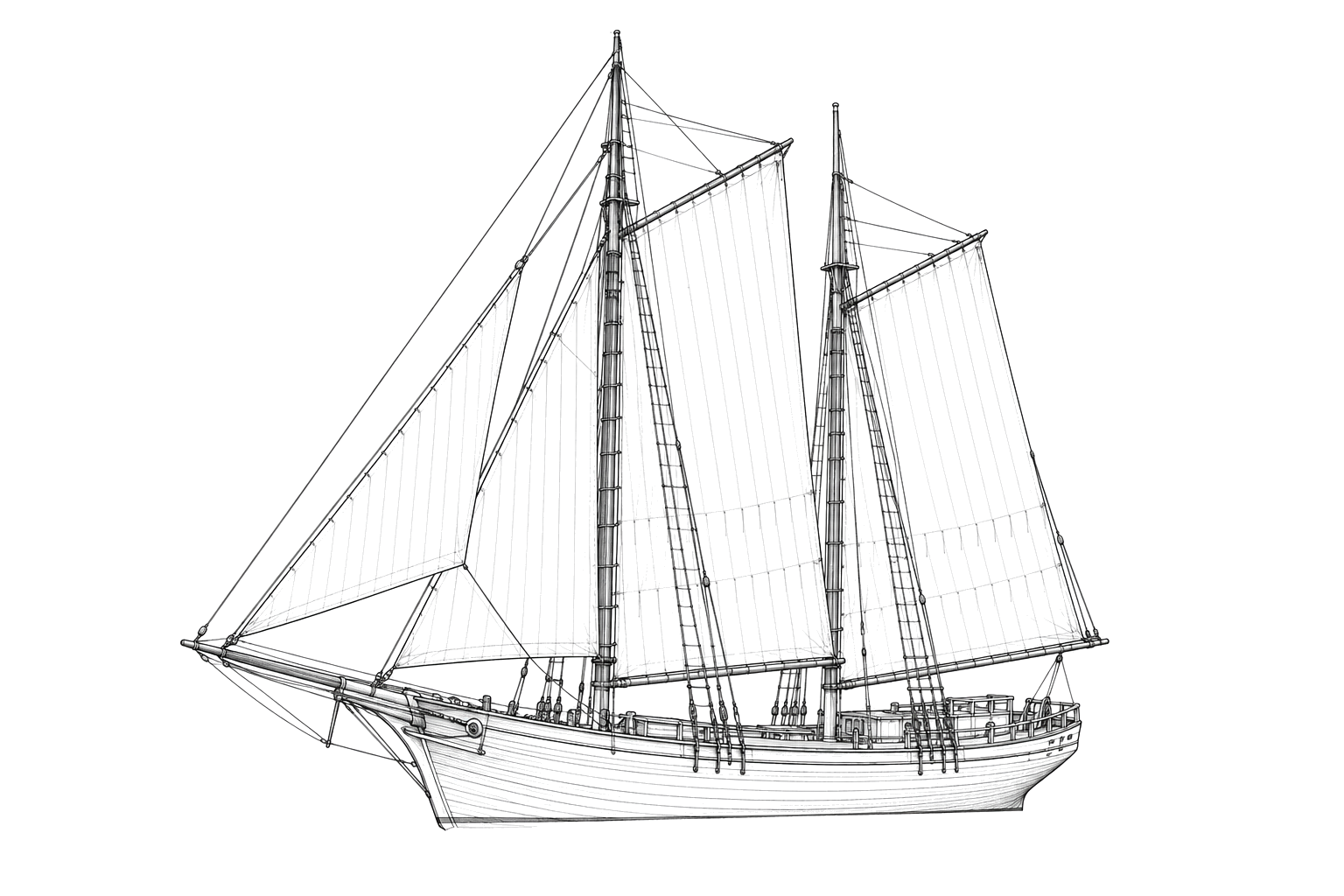 Engraved line drawing of the Narragansett