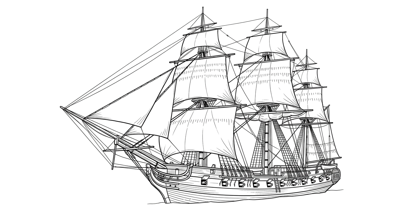 Engraved line drawing of the USS Peacock