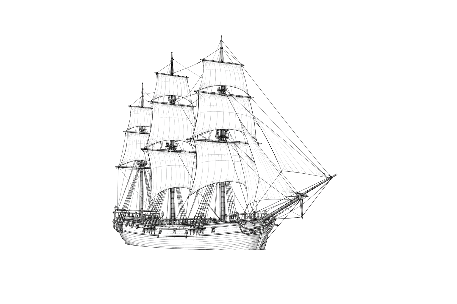 Engraved line drawing of the Meteor