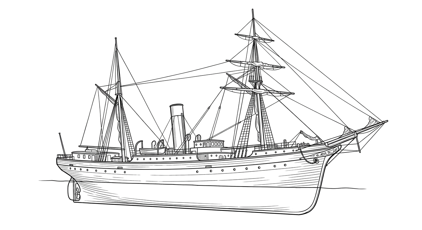 Engraved line drawing of the SS City of Vera Cruz