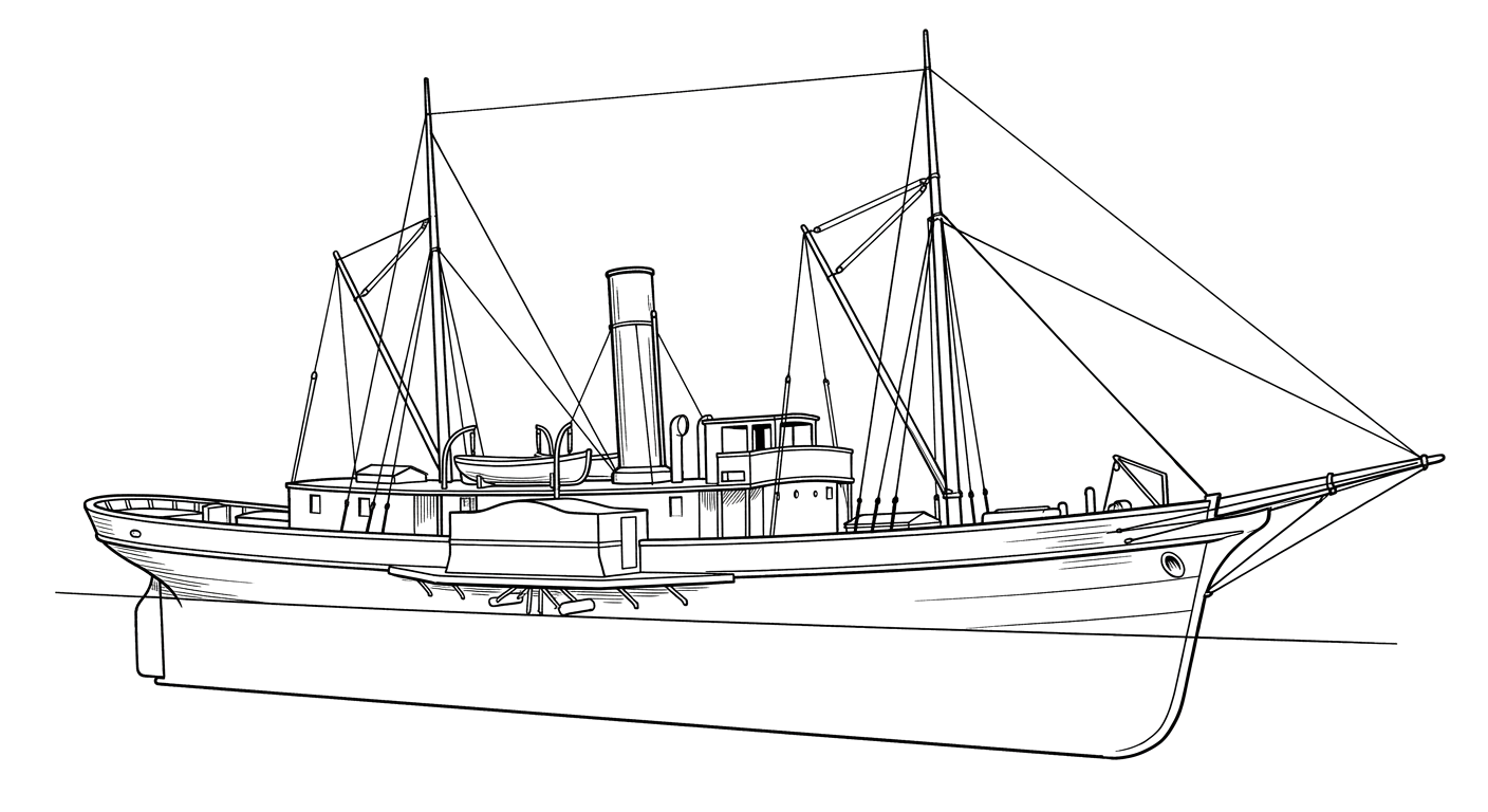 Engraved line drawing of the Edisto