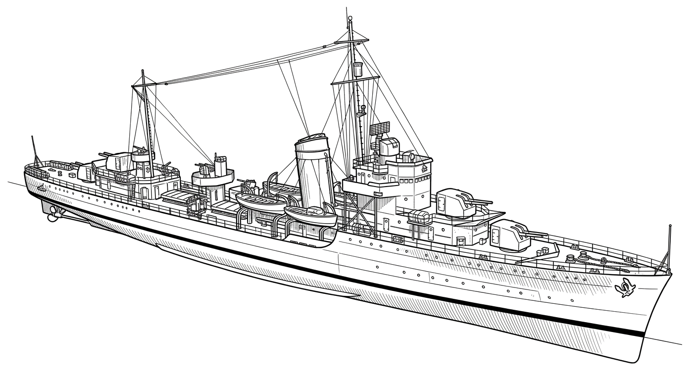 Engraved line drawing of the ARM Felipe Xicotencatl (C-53)