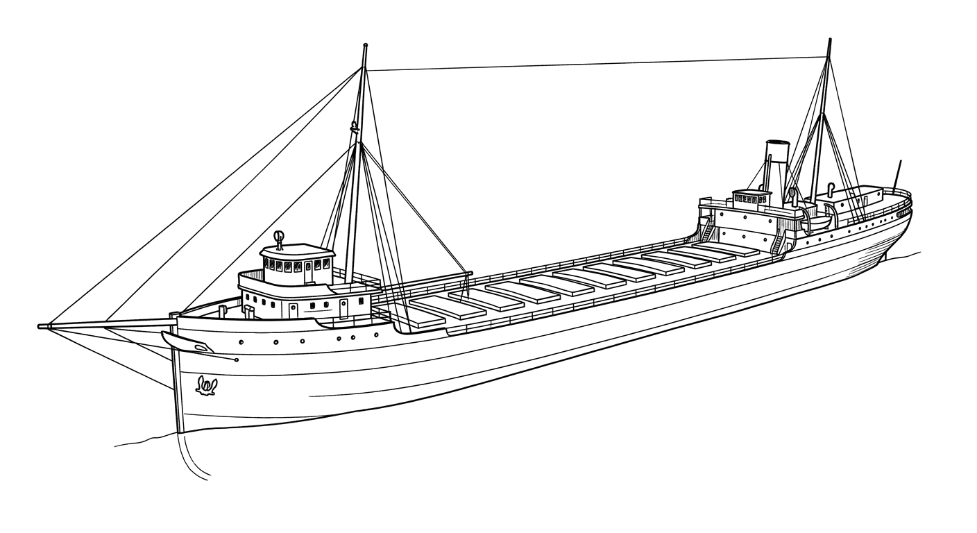 Engraved line drawing of the SS Superior City