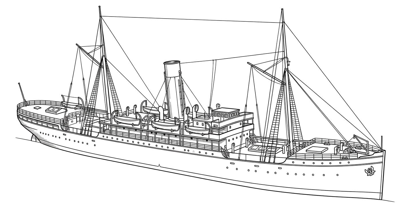 Engraved line drawing of the Cienfuegos