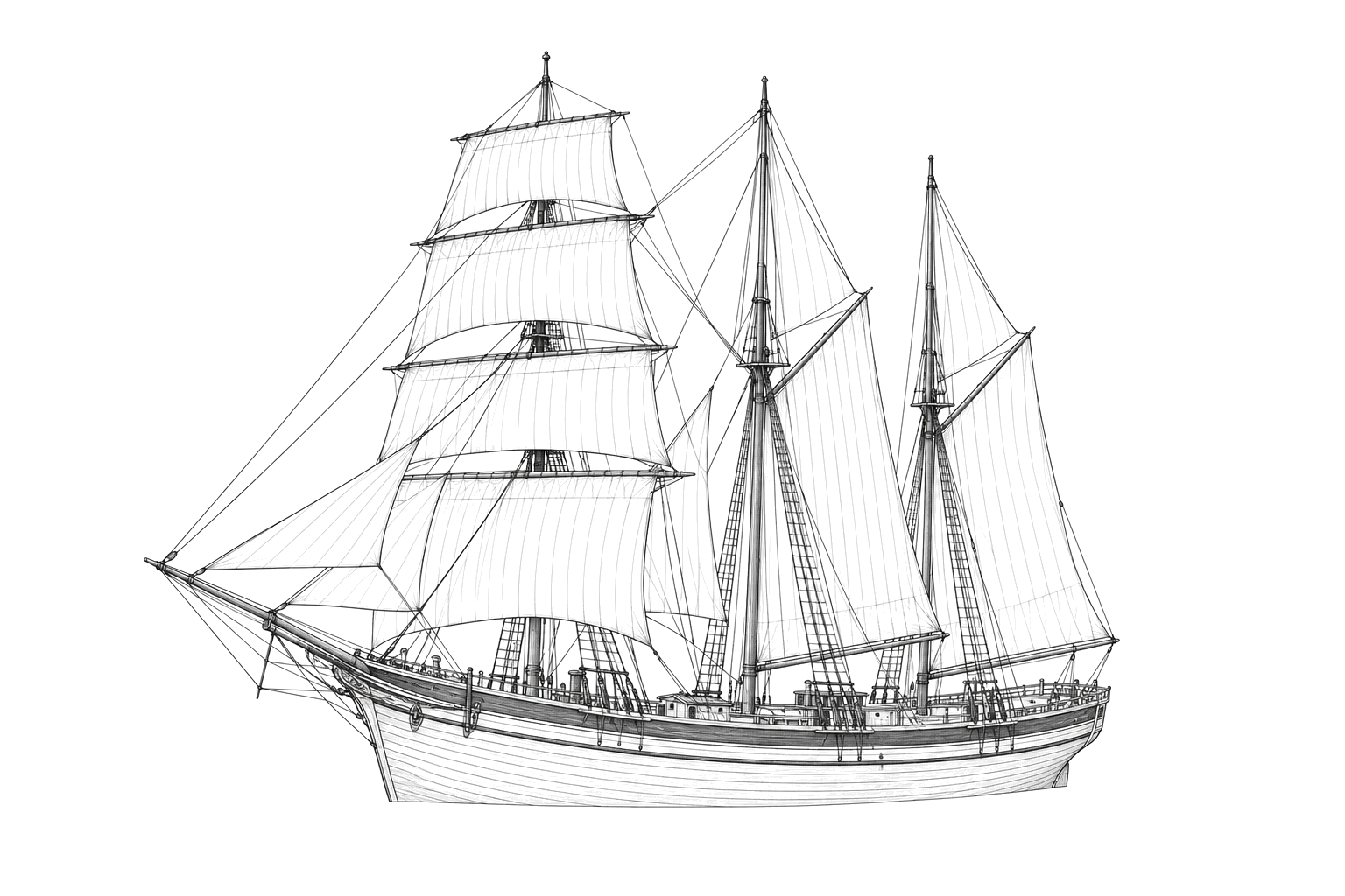 Engraved line drawing of the Hans Crocker
