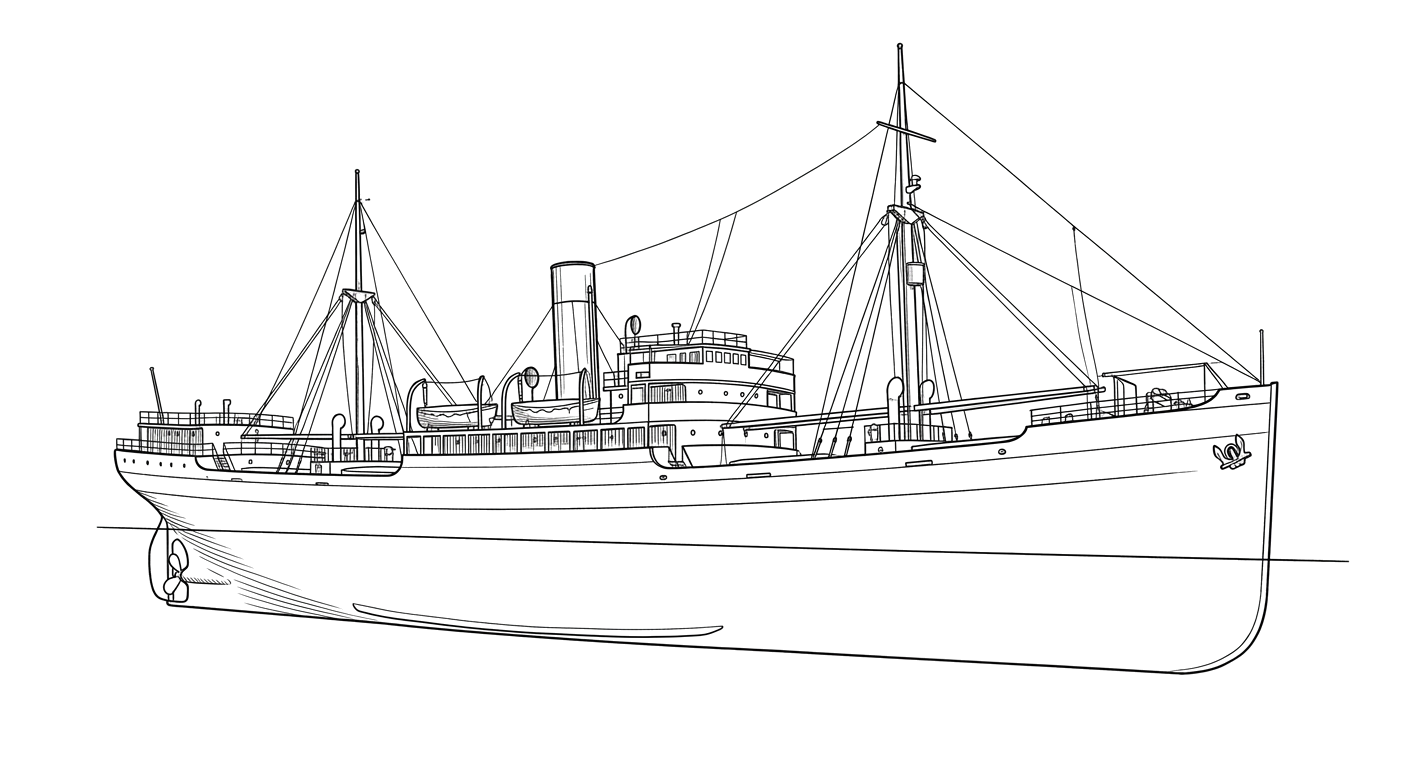 Engraved line drawing of the Manhasset