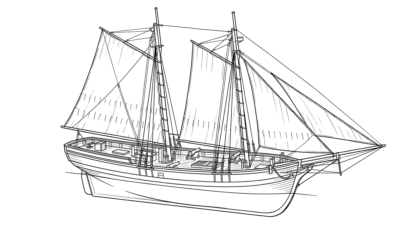 Engraved line drawing of the Hannah Elizabeth