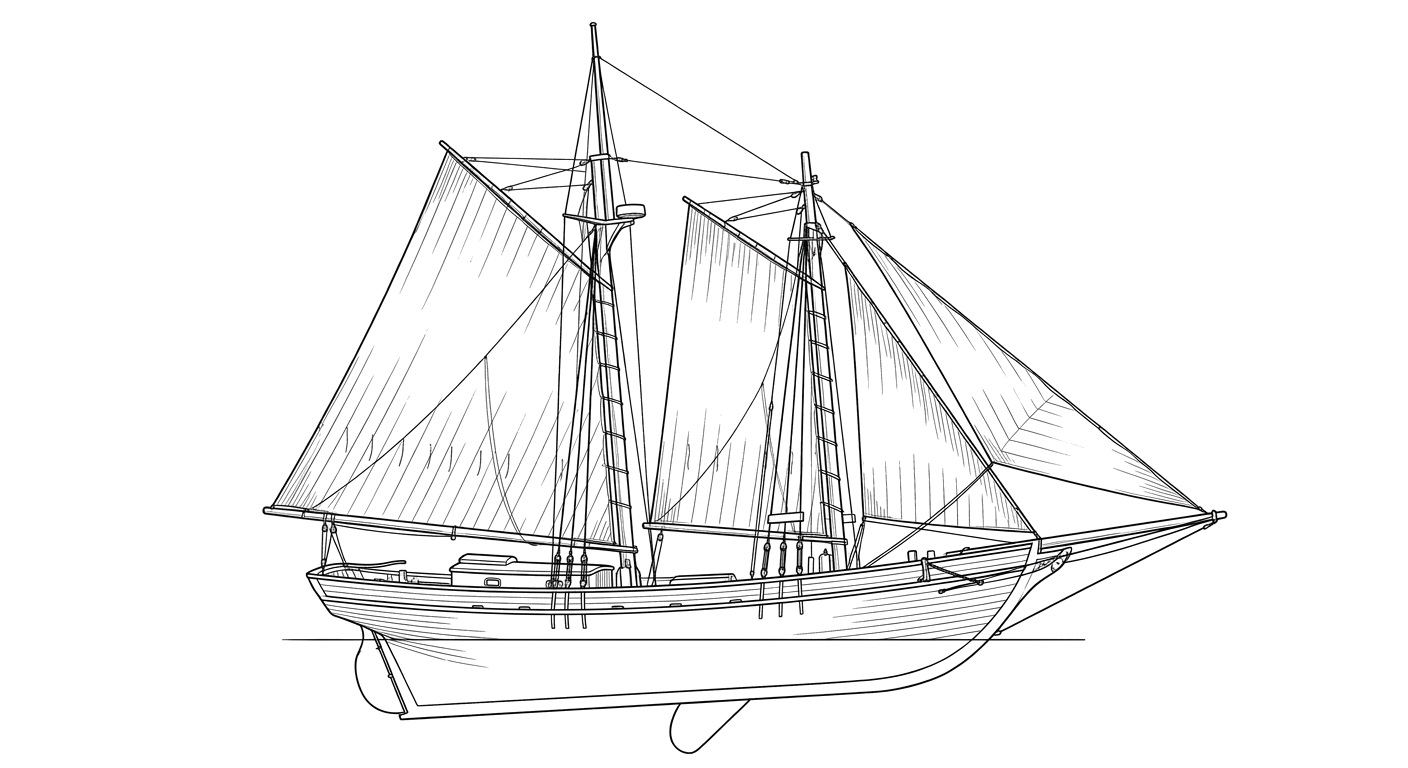 Engraved line drawing of the Fleetwing