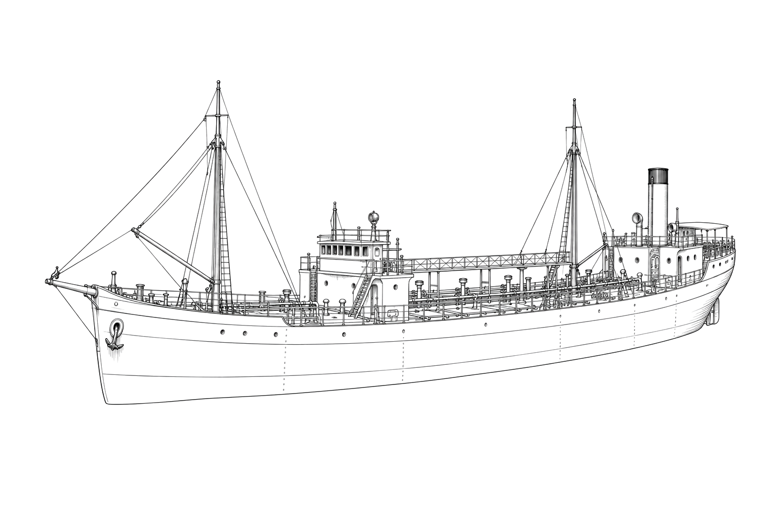 Engraved line drawing of the Rawleigh Warner