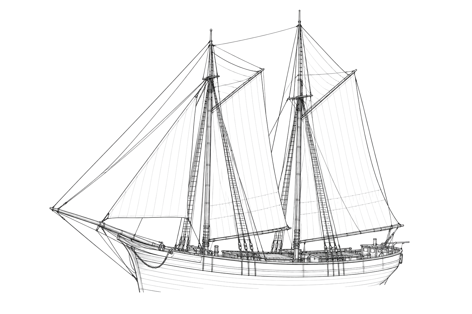 Engraved line drawing of the Kate E. Morse