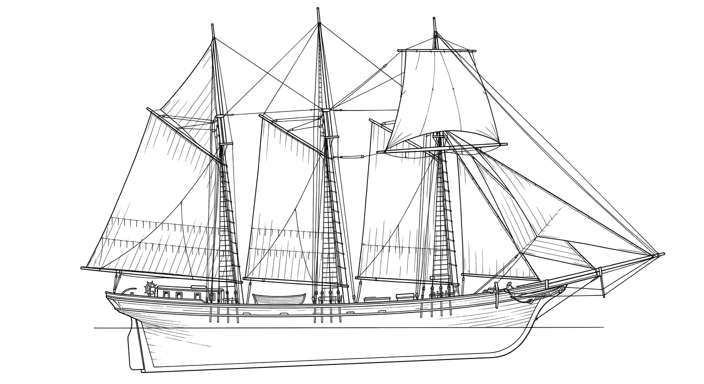 Engraved line drawing of the Dundee