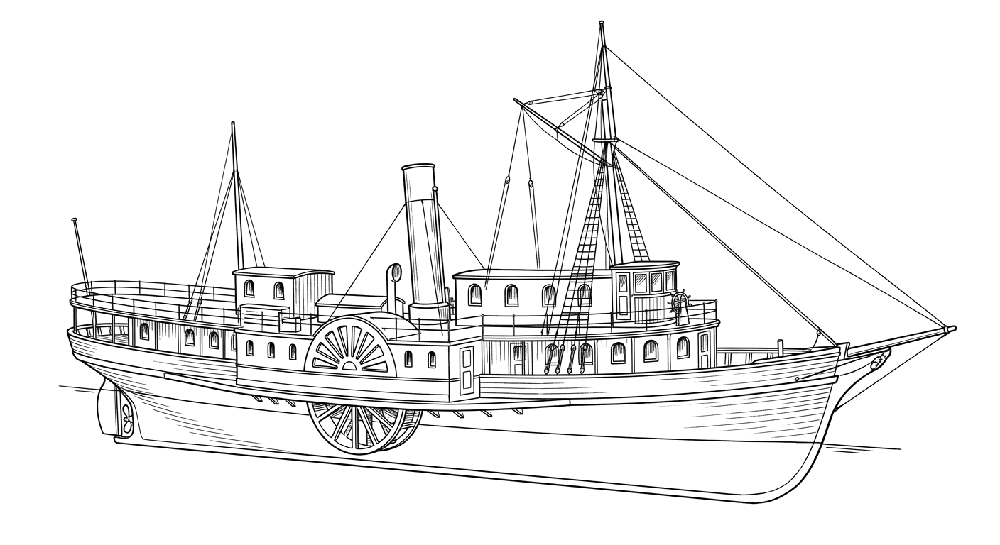 Engraved line drawing of the Express