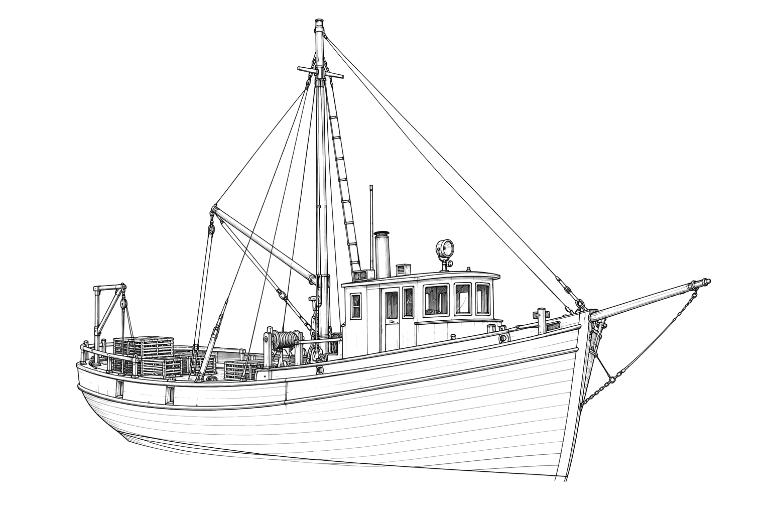 Engraved line drawing of the Mary E. O'Hara