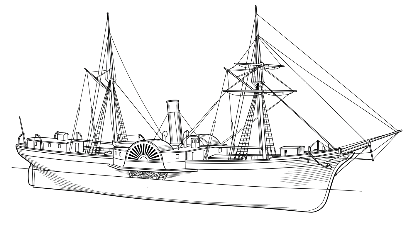 Engraved line drawing of the Ancon