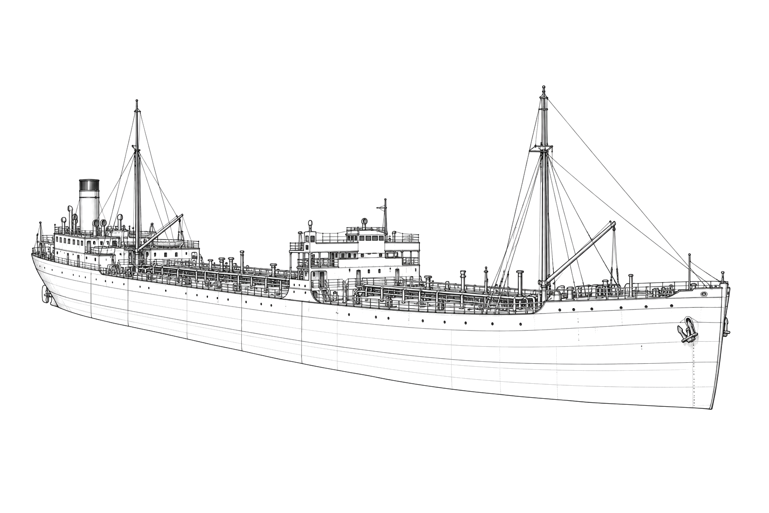 Engraved line drawing of the William Rockefeller