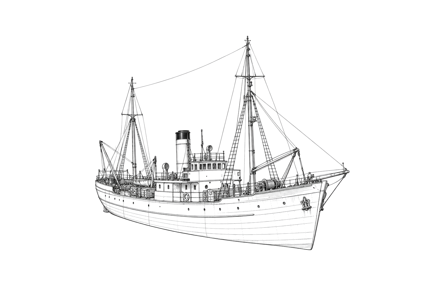 Engraved line drawing of the HMS Senateur Duhamel