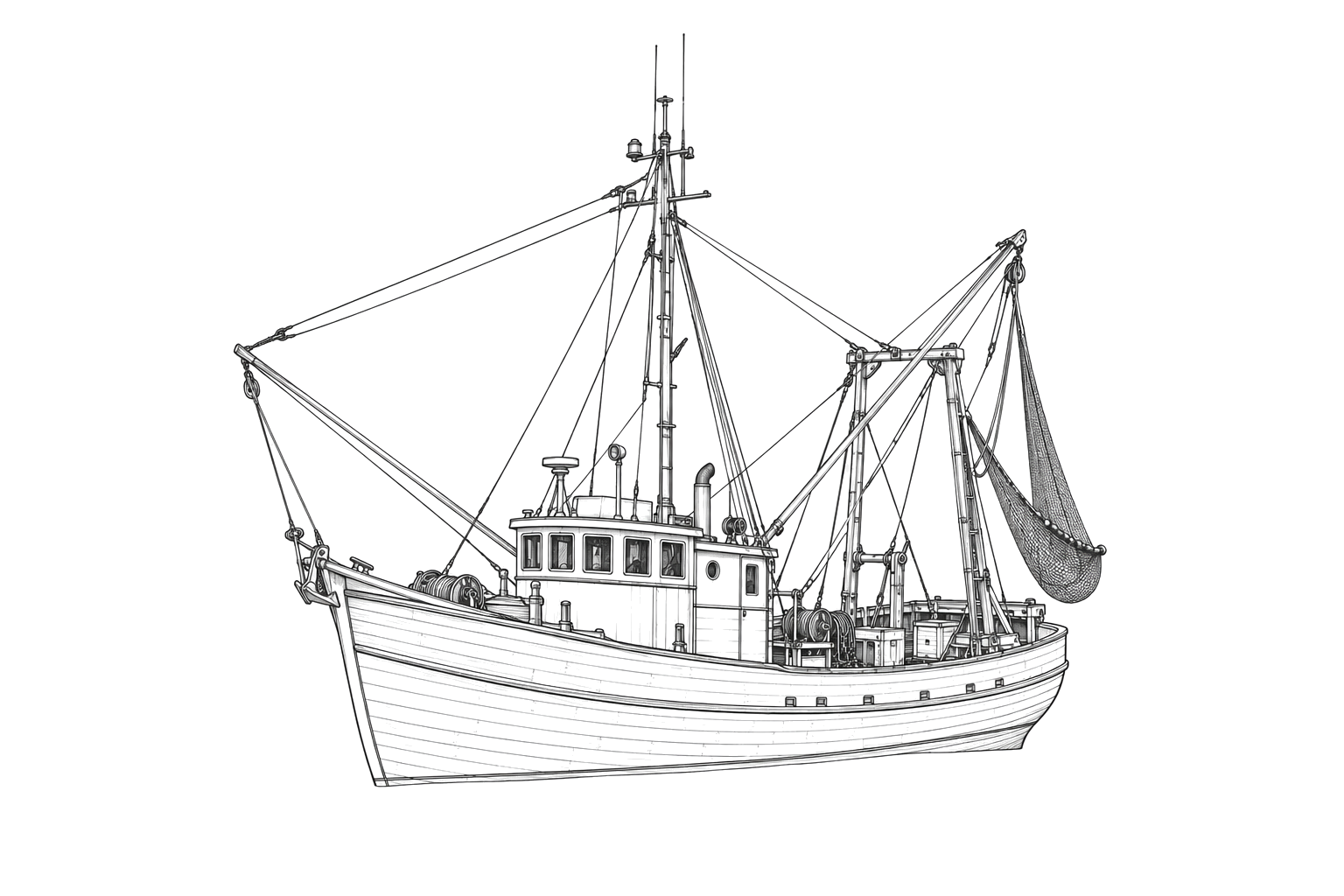 Engraved line drawing of the Edna G.