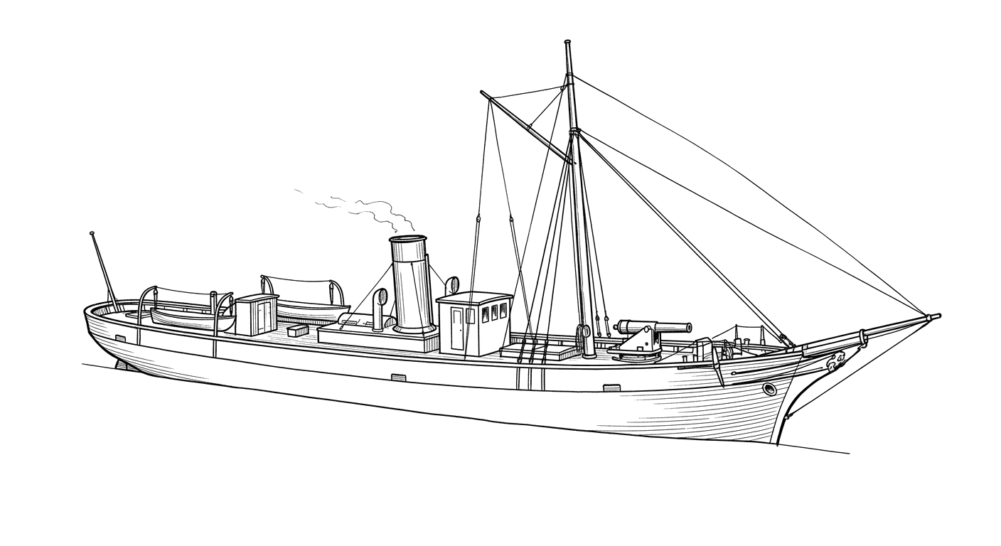 Engraved line drawing of the USS Tulip