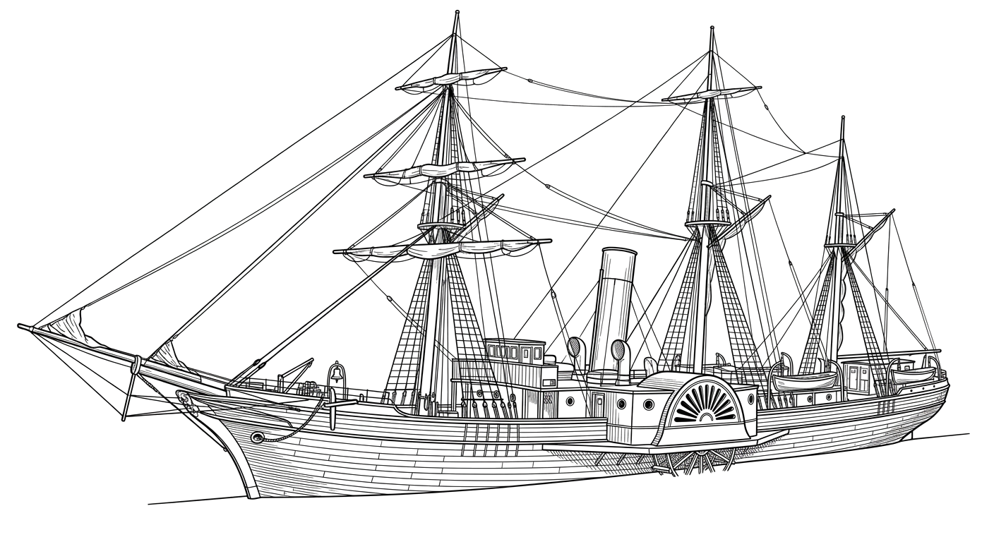 Engraved line drawing of the SS Arctic