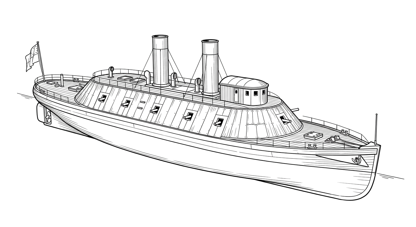 Engraved line drawing of the CSS Savannah