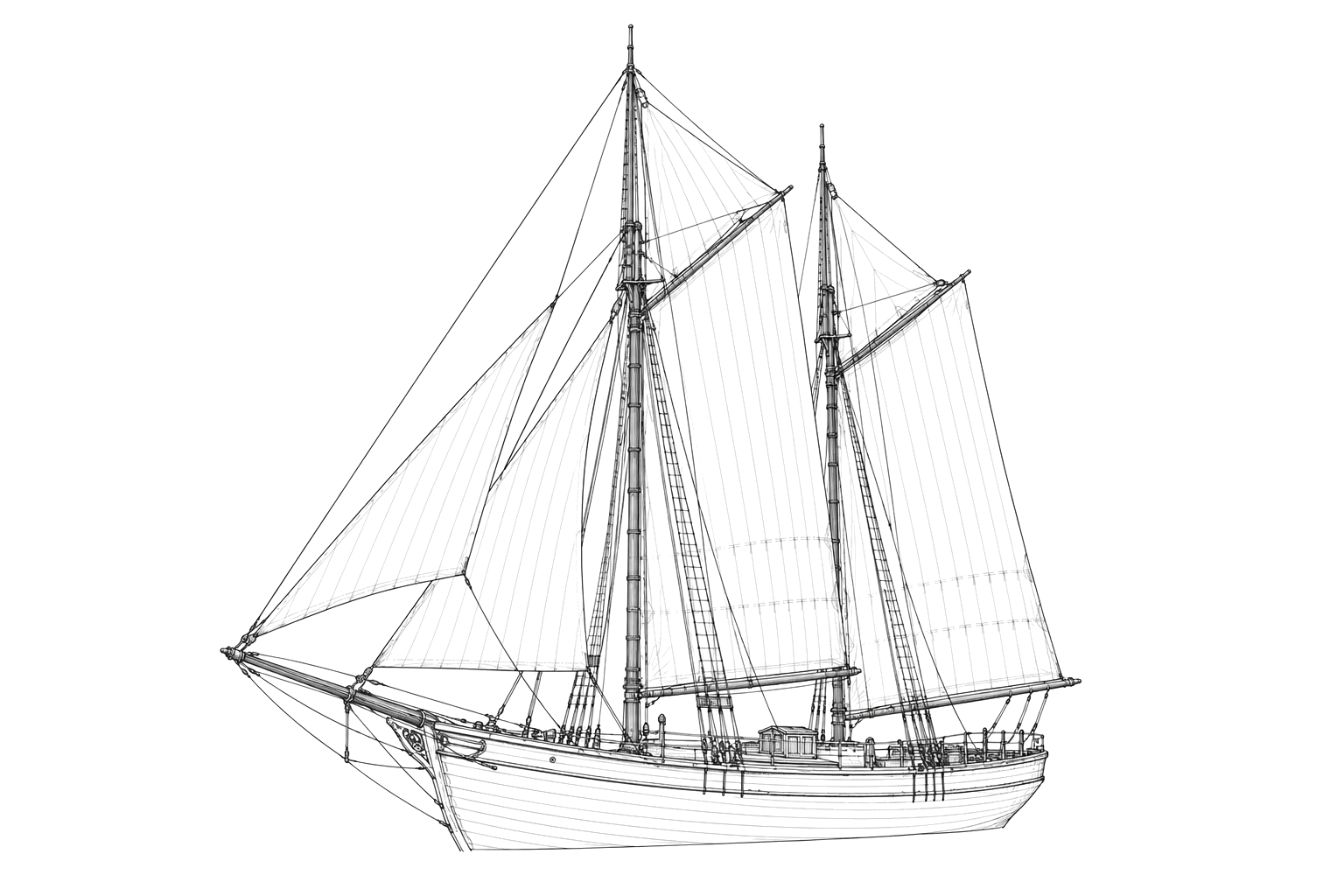 Engraved line drawing of the Wake