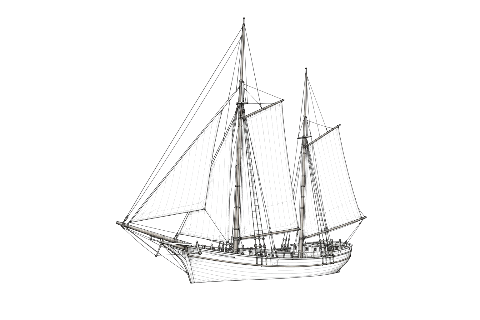 Engraved line drawing of the Ann Marie