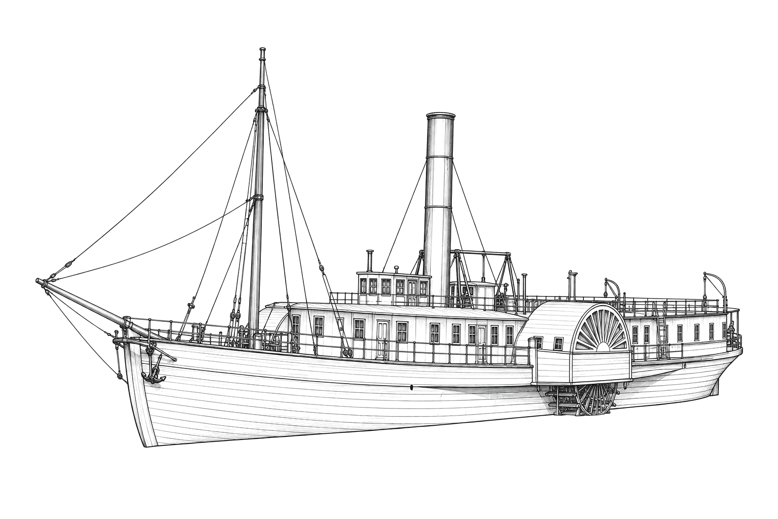 Engraved line drawing of the Harriet A. Weed
