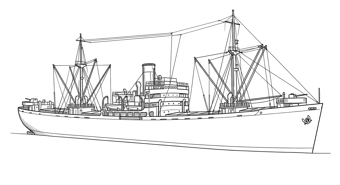 Engraved line drawing of the SS Charles S. Haight