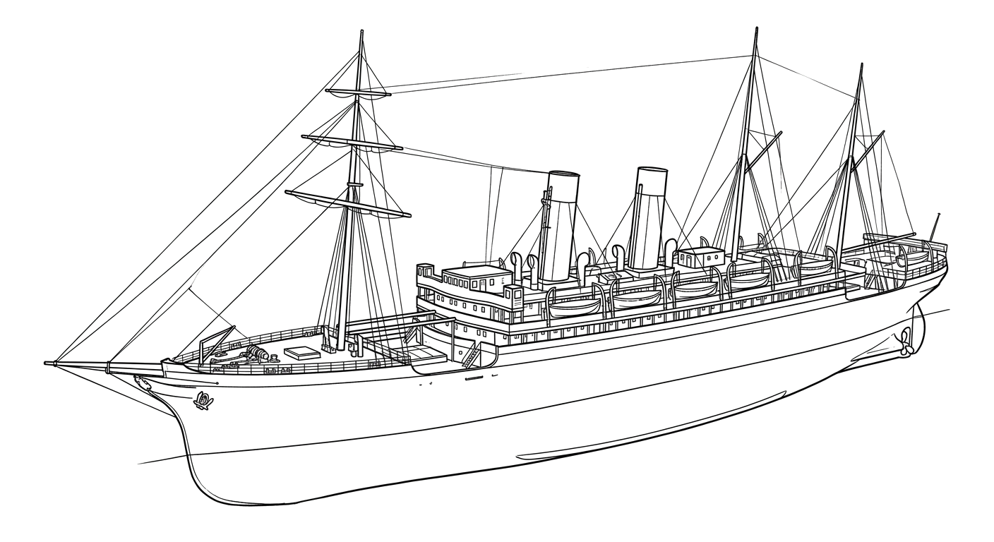Engraved line drawing of the RMS Republic