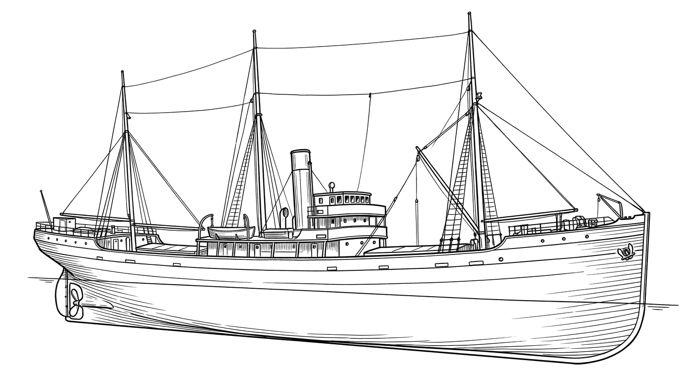 Engraved line drawing of the Hesper