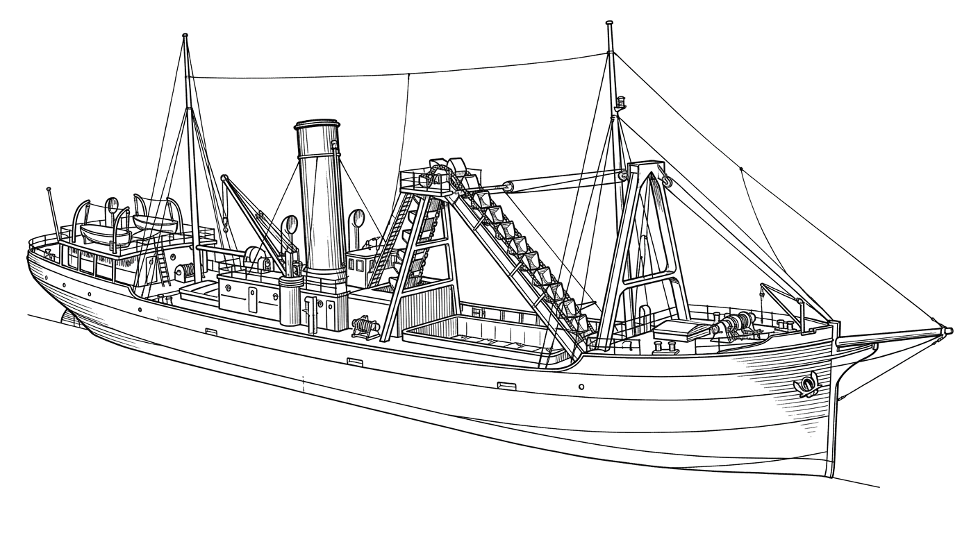 Engraved line drawing of the King George