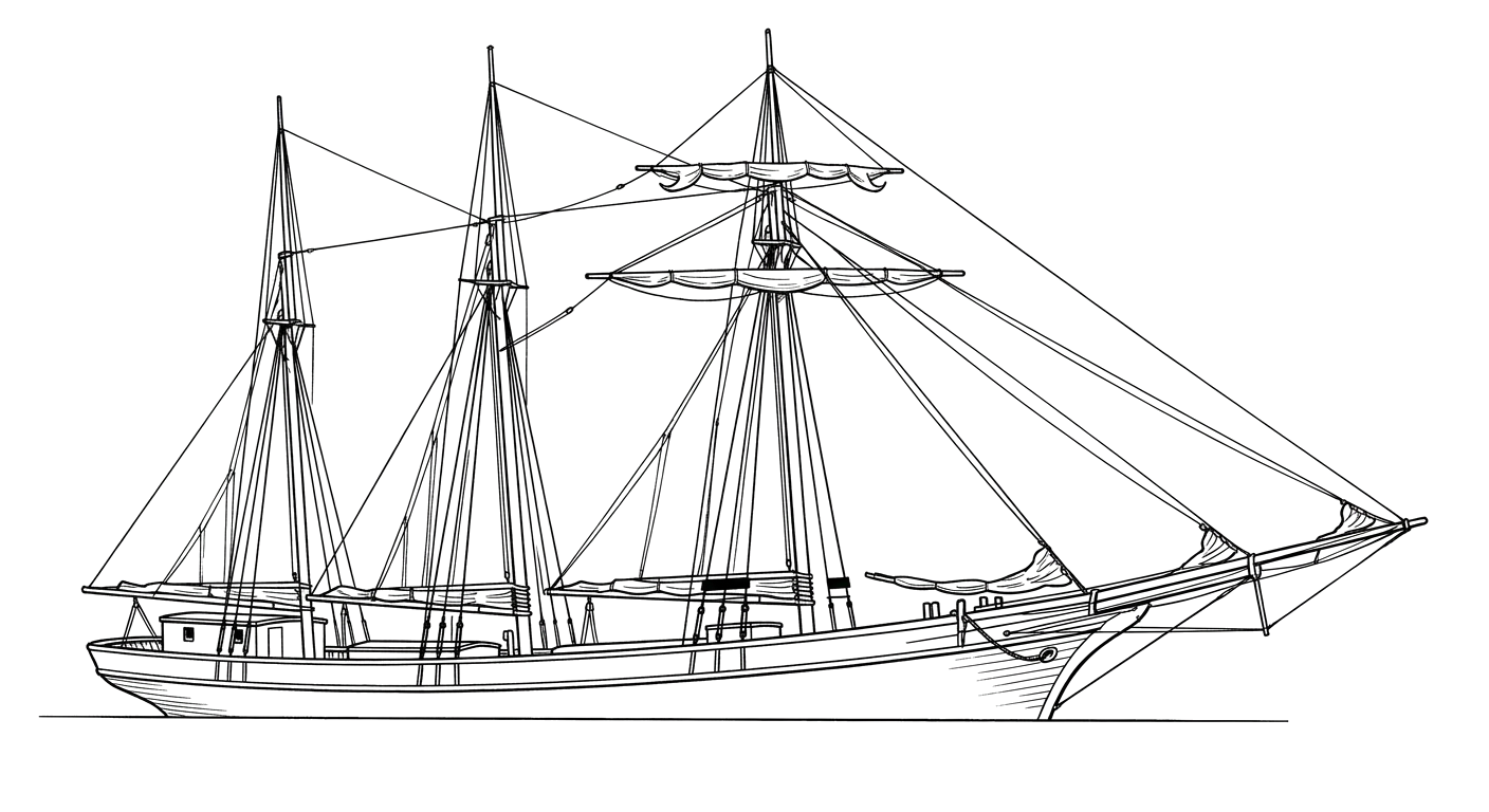 Engraved line drawing of the Samuel P. Ely