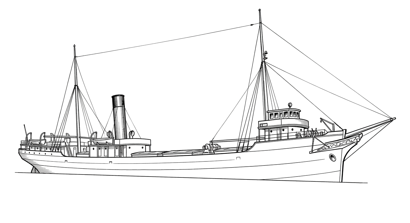 Engraved line drawing of the F.H. Prince