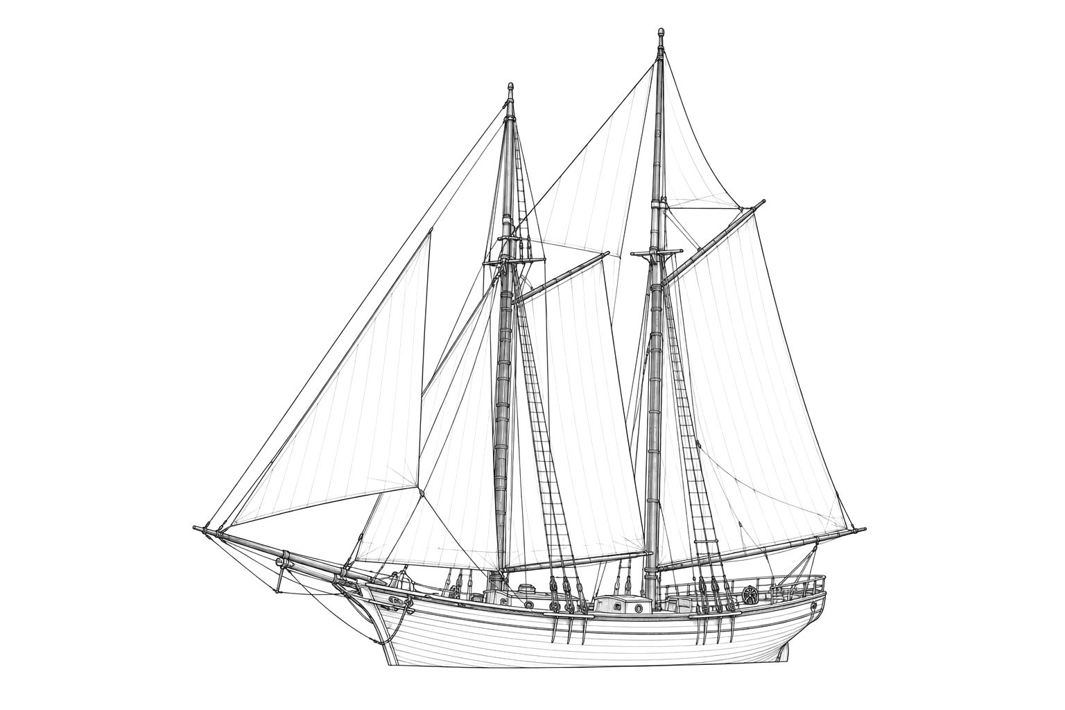 Engraved line drawing of the Cadboro