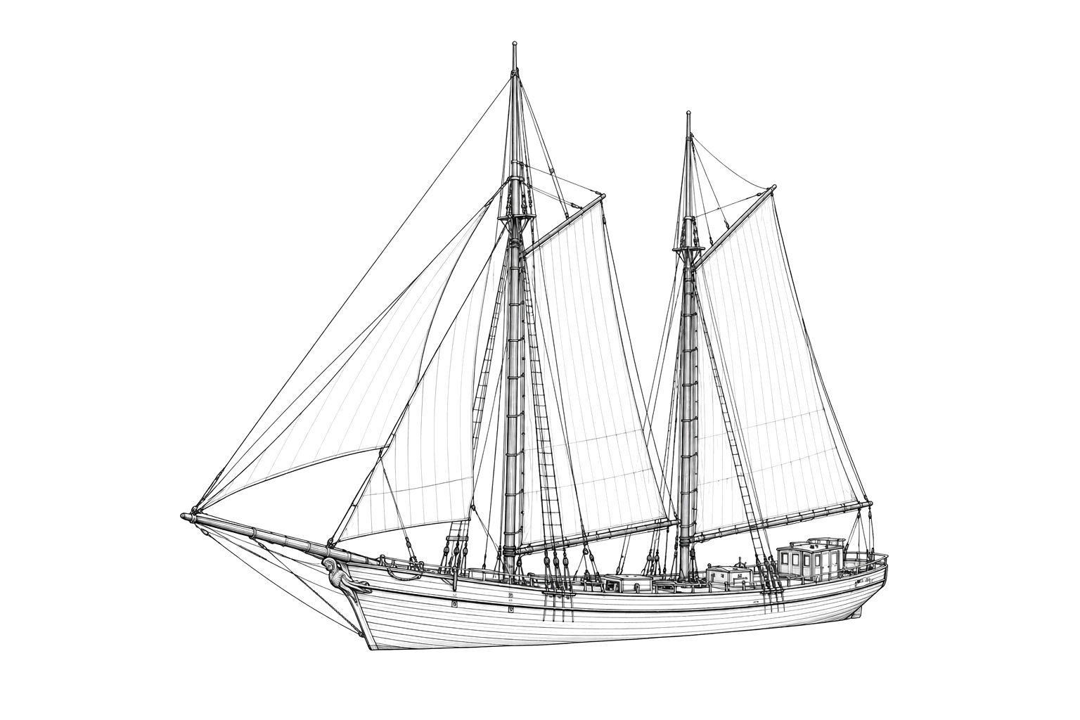 Engraved line drawing of the Kate Kelly