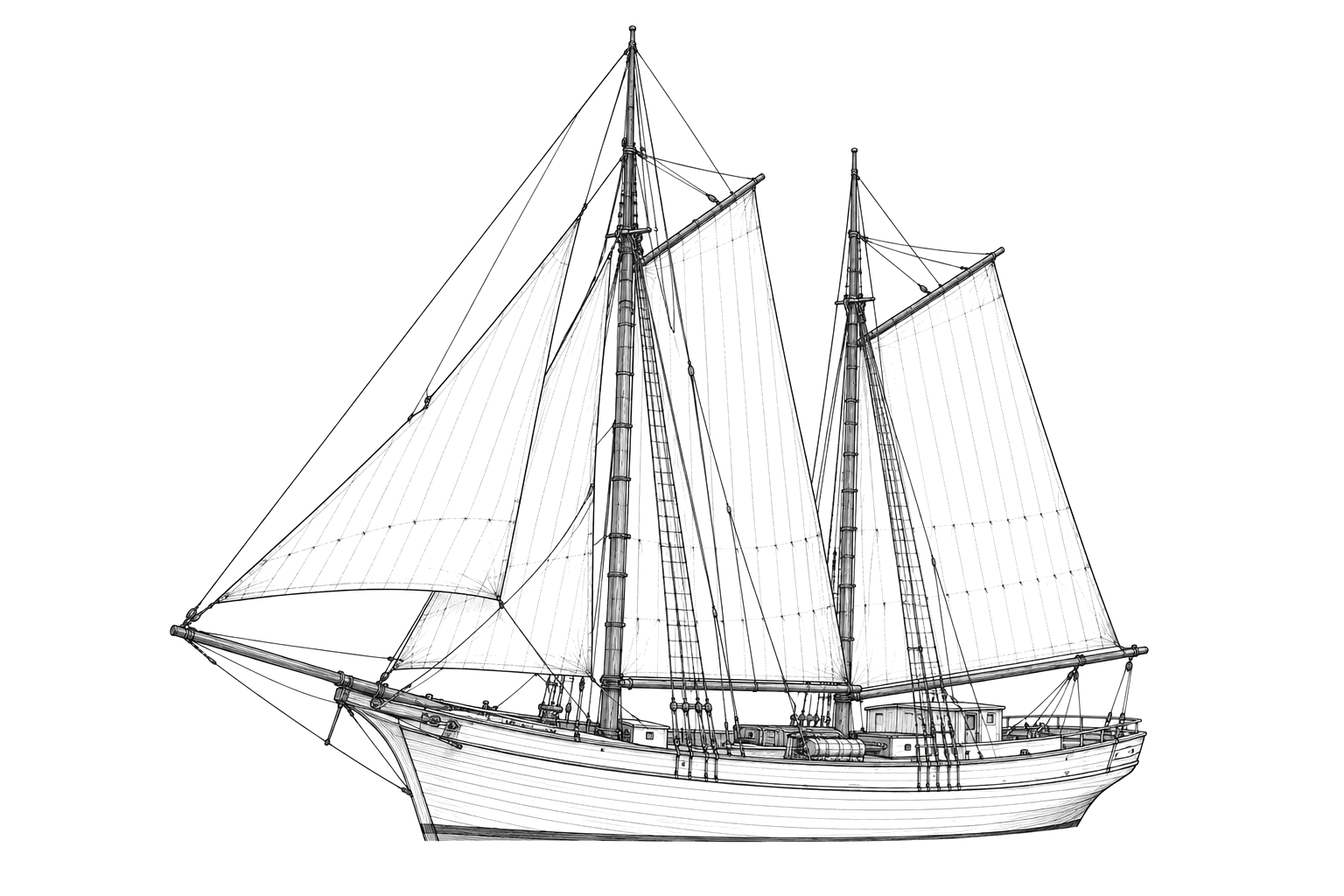 Engraved line drawing of the Kate and Anna