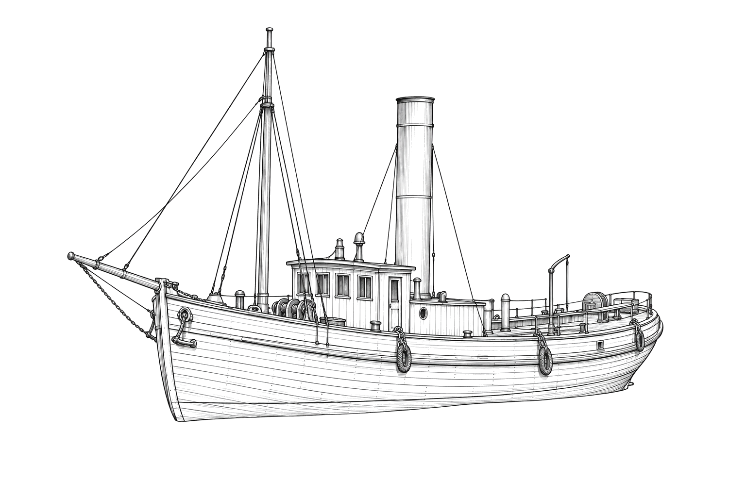 Engraved line drawing of the USS Aster