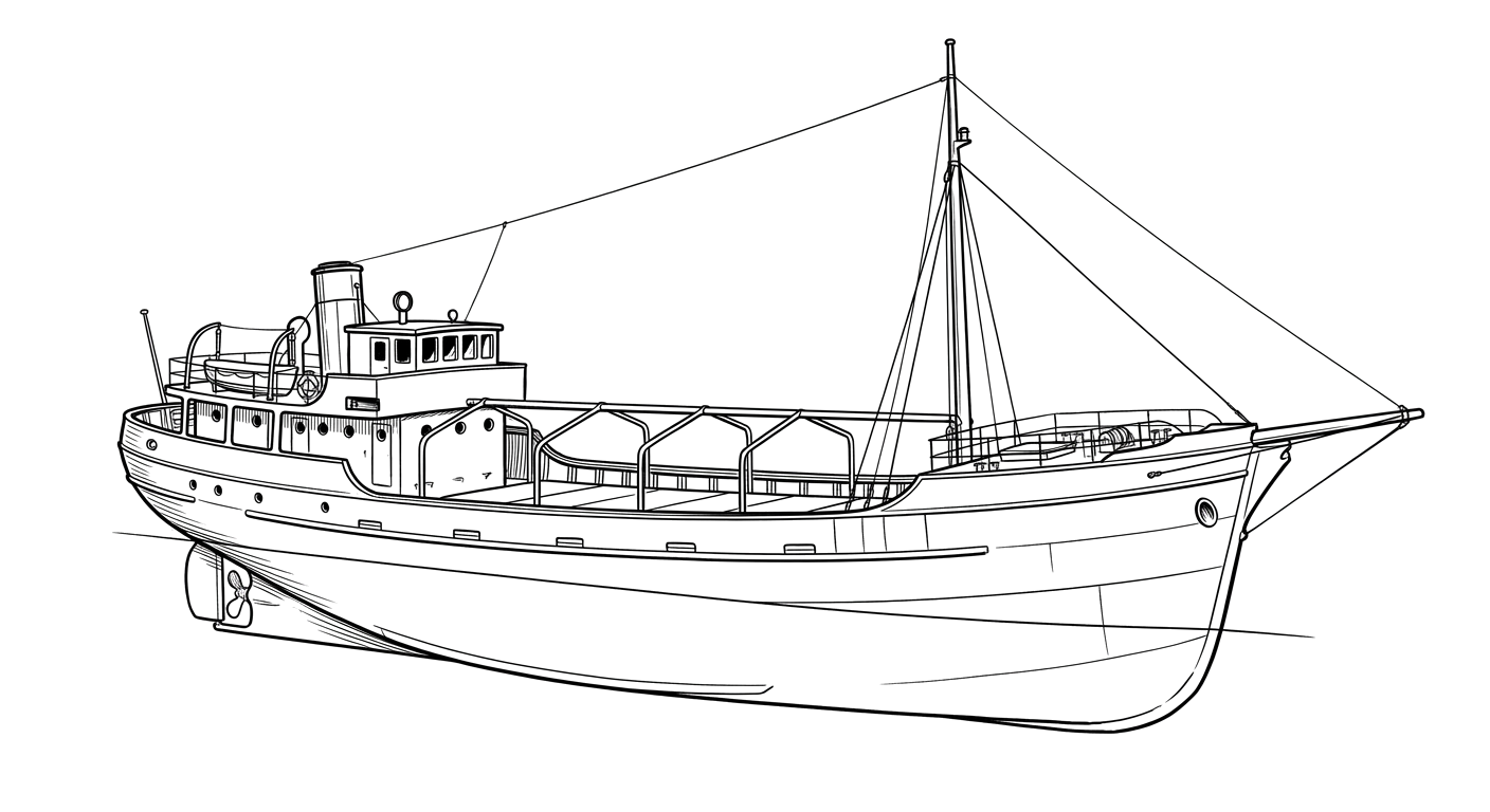 Engraved line drawing of the MV Willaurie