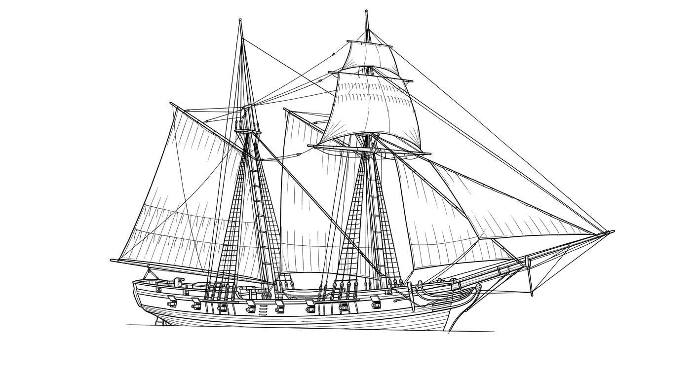 Engraved line drawing of the USS Shark