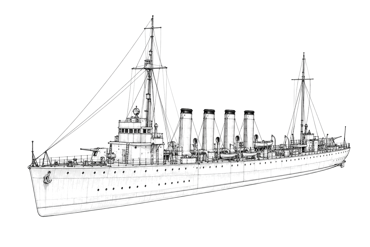 Engraved line drawing of the HMCS St. Francis